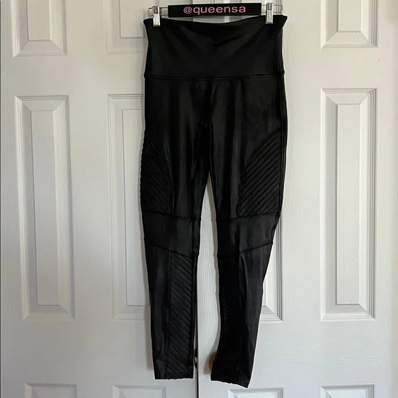 Spanx Faux Leather Moto Leggings in Black Size XL - Picture 3 of 17